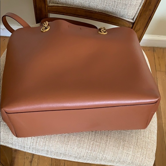 Coach Signature Chain Leather Tote Tan - Picture 10 of 15